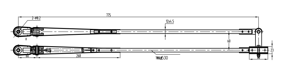 GBSG58L 775mm雙桿左刮臂