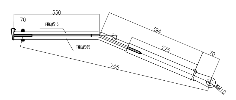 GBFJK12 仿進(jìn)口雙圓管倒置左刮臂(23度、小孔) 