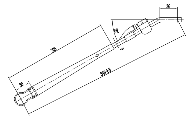 GBXX118 340mm小型右刮臂（30°）勾式