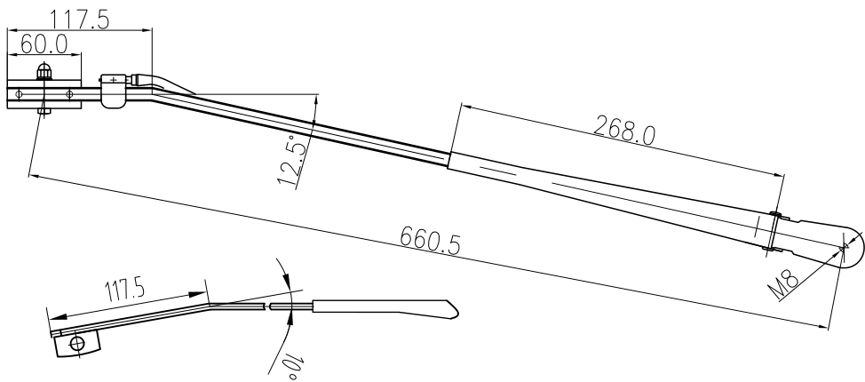 GBYT08 宇通小型刮臂（左12.5°）