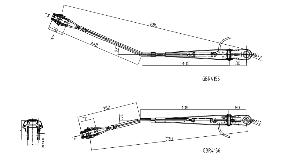 GBR4155（左）、GBR4156（右）R14-單扁桿刮臂